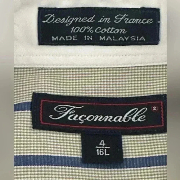 Faconnable Men’s Classic Club Fit Striped Shirt Size Large - Picture 5 of 6